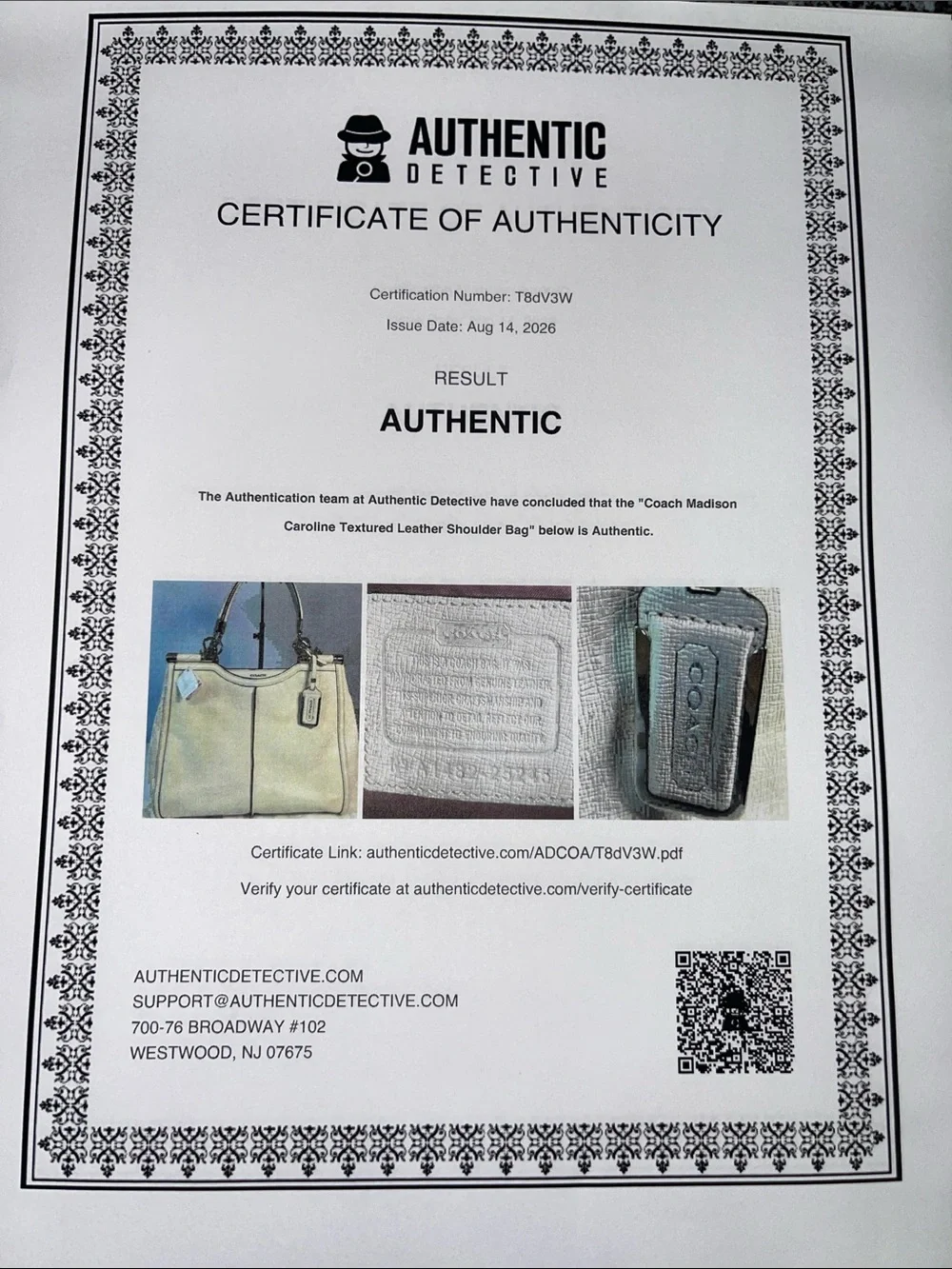 Coach A1482-25245 Madison Textured Leather Carryall Parchment NWT Authenticated